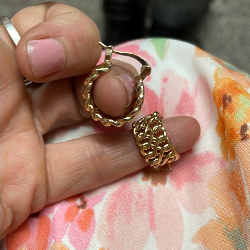 Elegant Gold braided Hoop Huggie Earrings